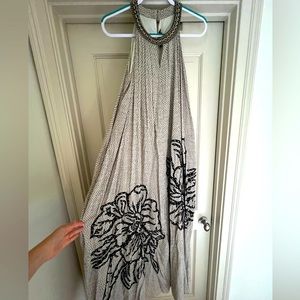Halter beaded top lined maxi dress